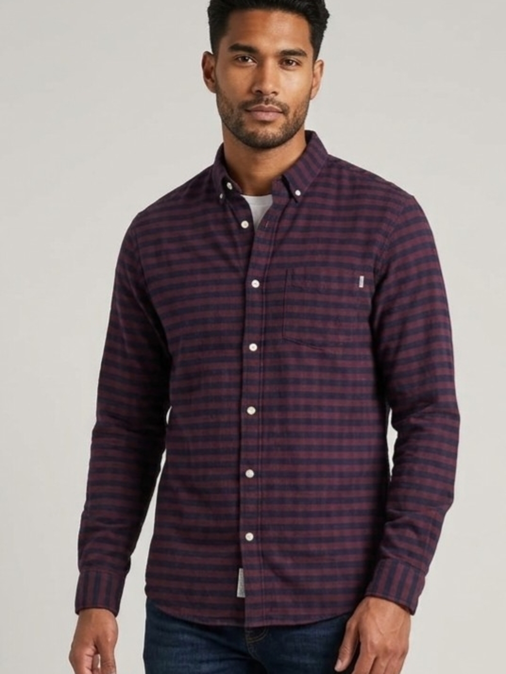 Frank & Oak 100% Cotton Flannel Men's Long Sleeve Shirt Plaid
